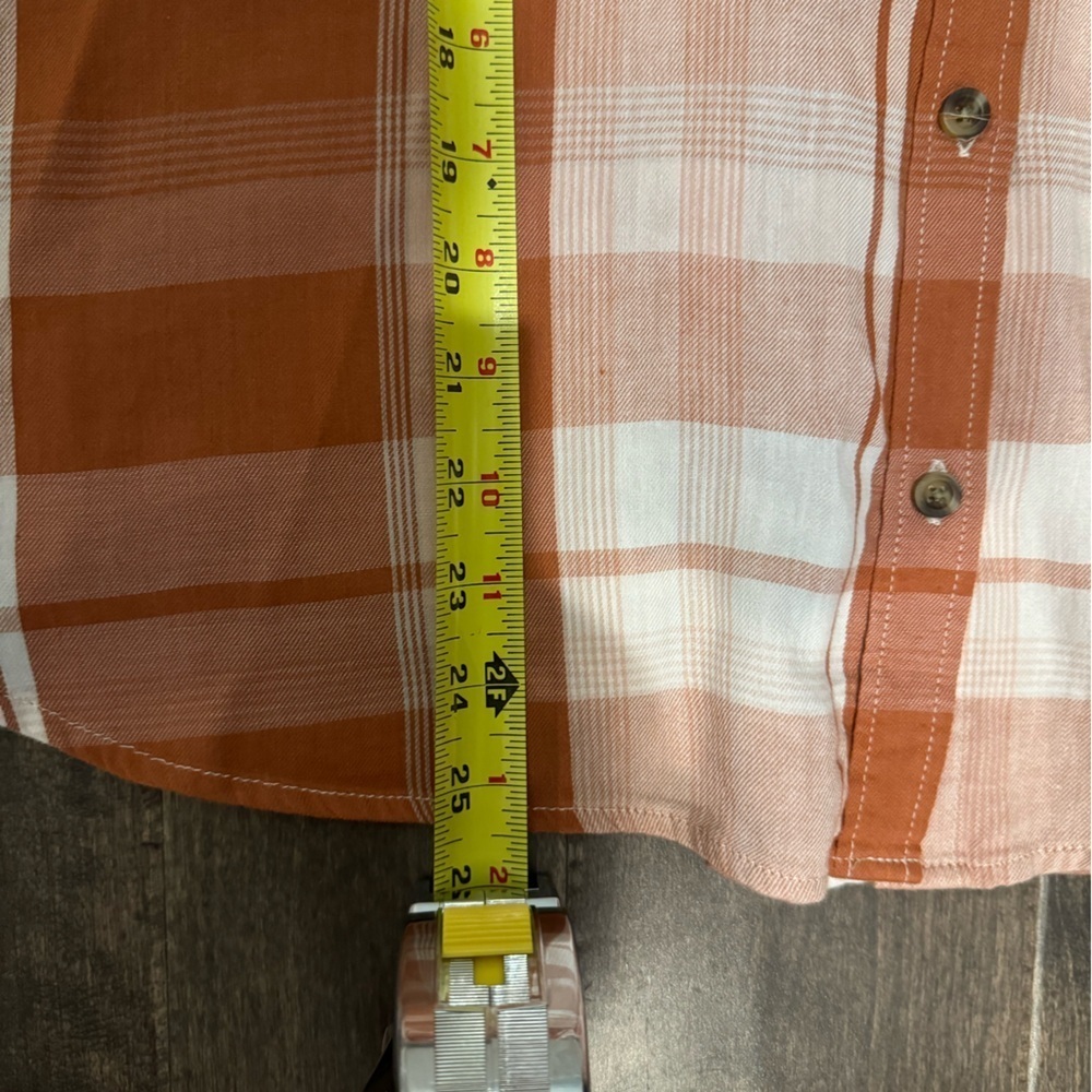 SO Orange Pumpkin Color Plaid Flannel Size L Longsleeve Button Up Shirt - Picture 14 of 14